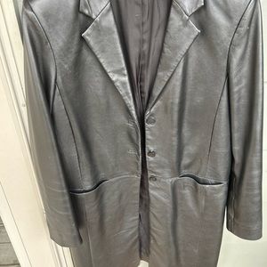 Leather overcoat. Emma James vintage. Size 10.